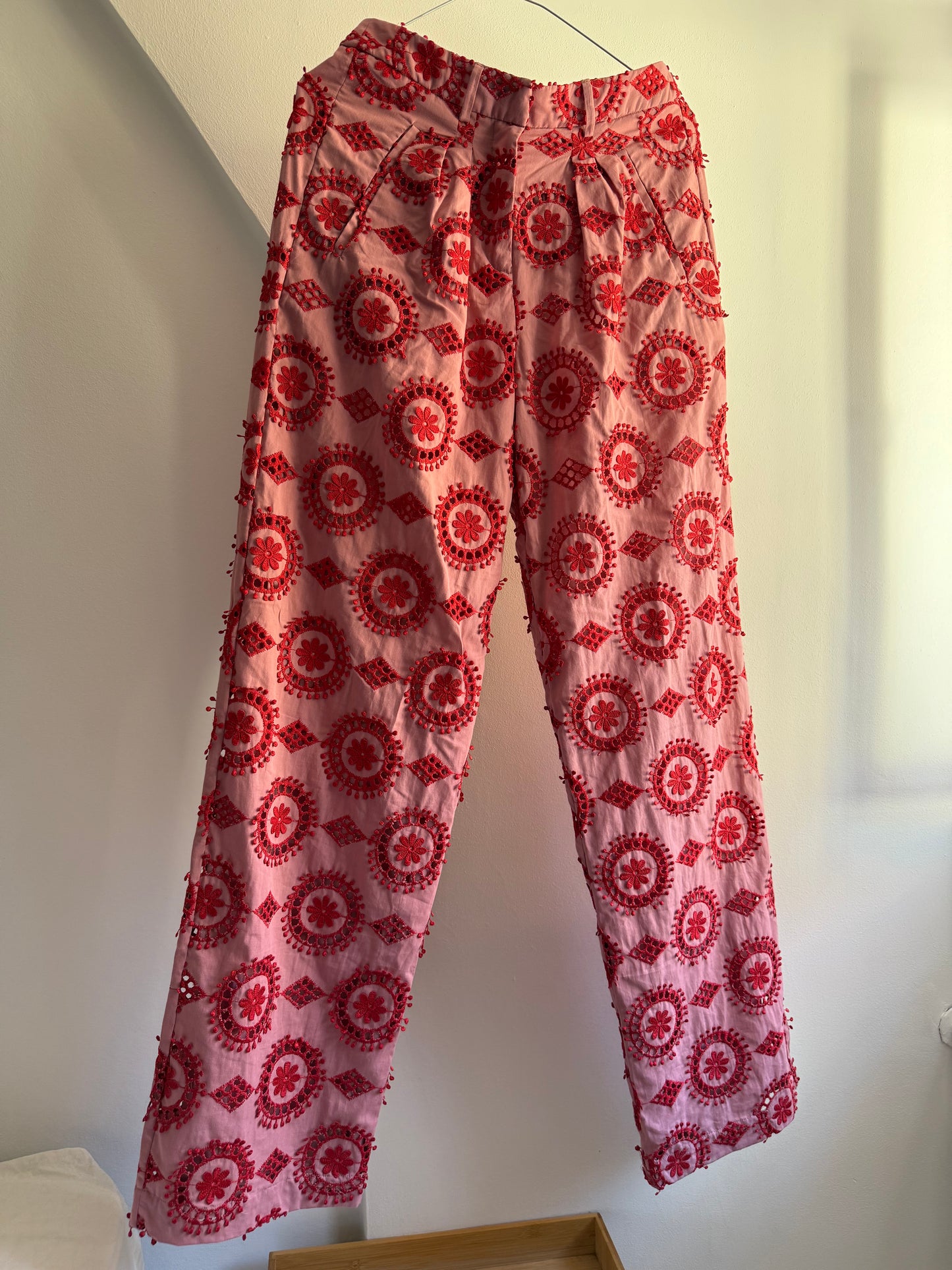 Hofmann Copenhagen Pink Trousers with Red Embroidery