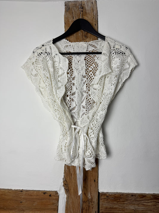 Vintage Crochet Top with Tie Waist