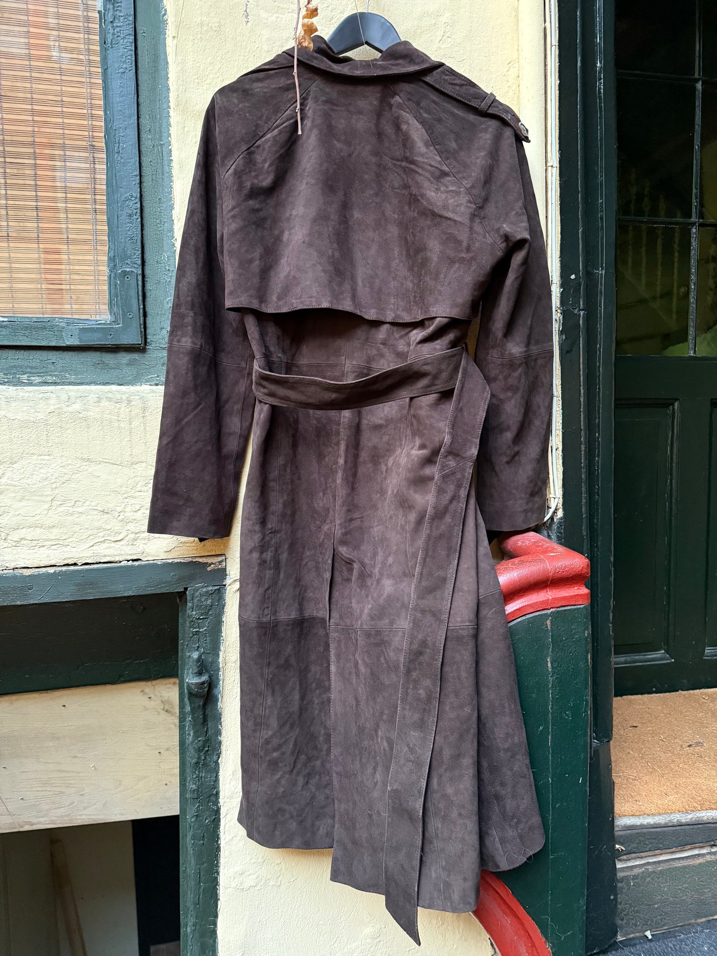 Donna Karan Suede Trenchcoat in Brown