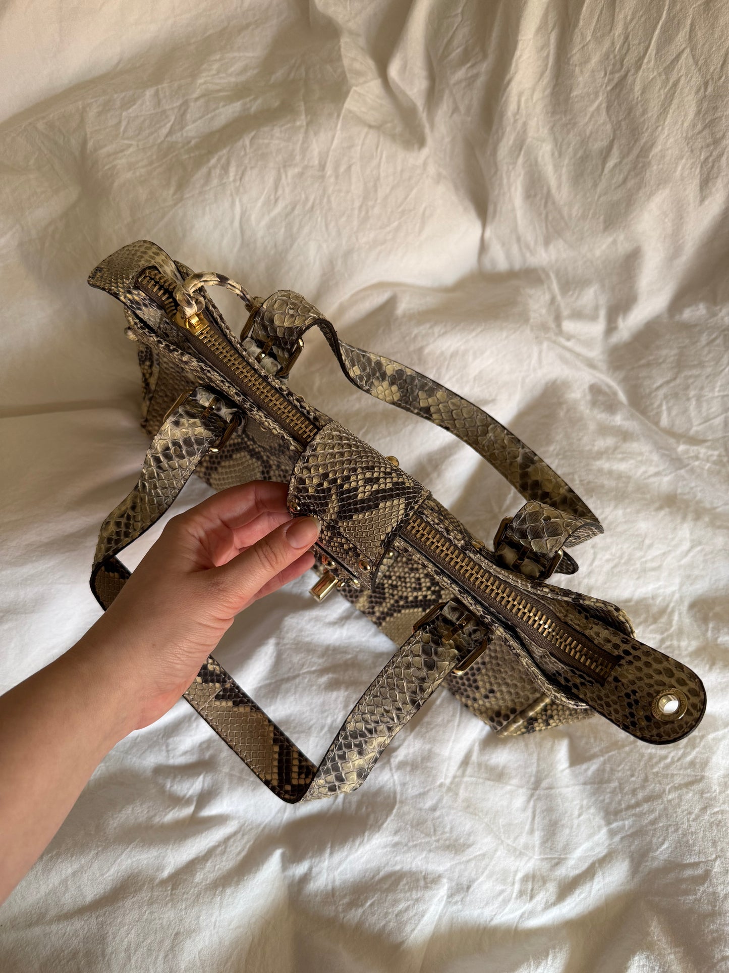 Vintage 00s Alessandro Dell’Acqua Python Leather Handbag