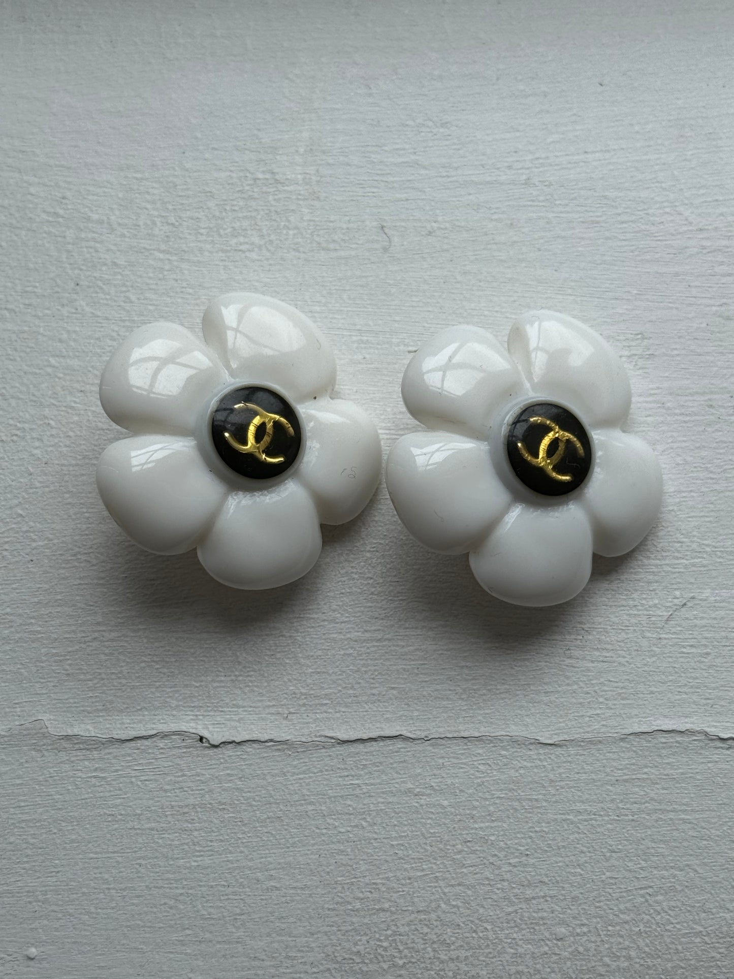 Vintage Chanel Camellia Clip Earrings