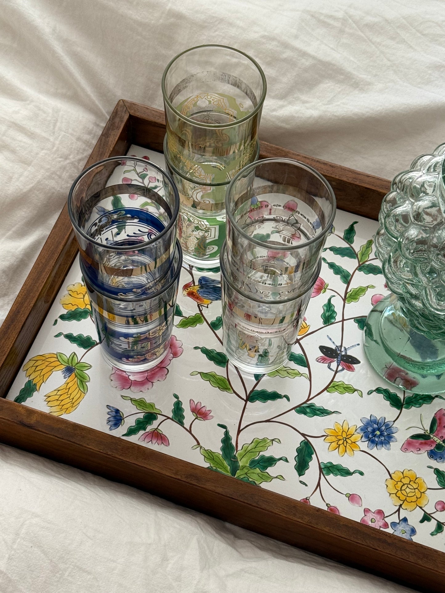 Vintage Mid-Century Gold Rim Highball Glasses Set of 2