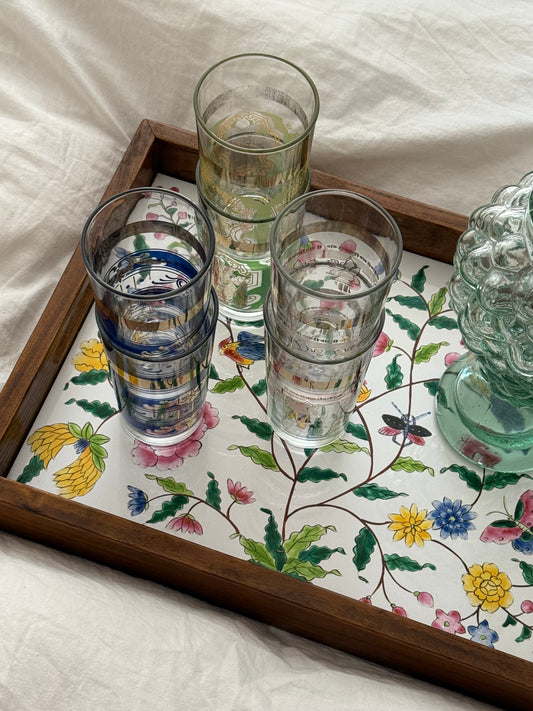 Vintage Mid-Century Gold Rim Highball Glasses Set of 2