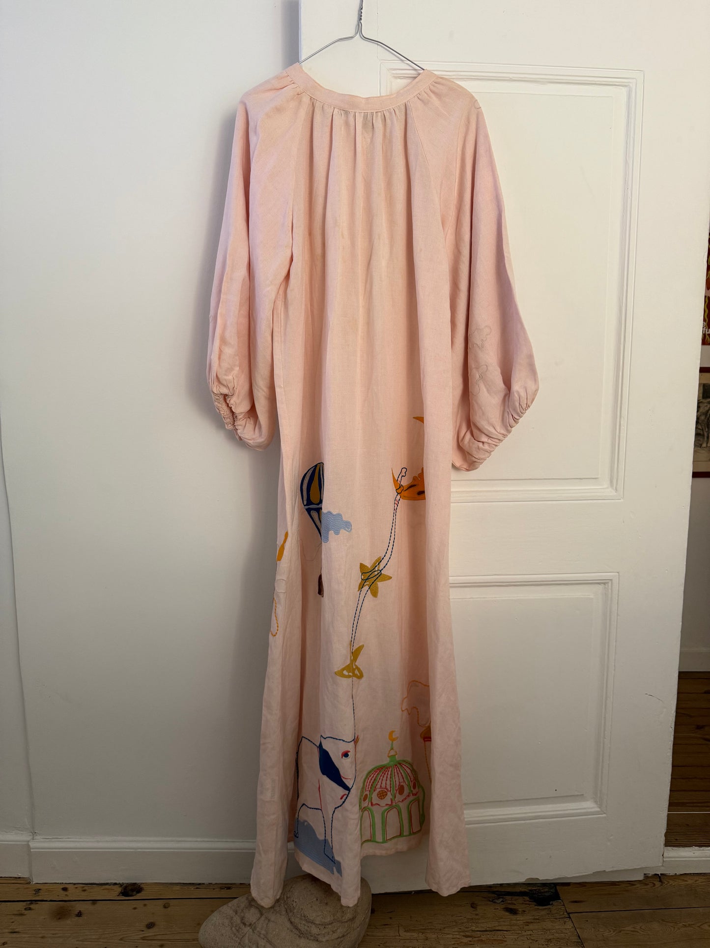 Helmstedt Pink Embroidered Linen-Blend Maxi Dress