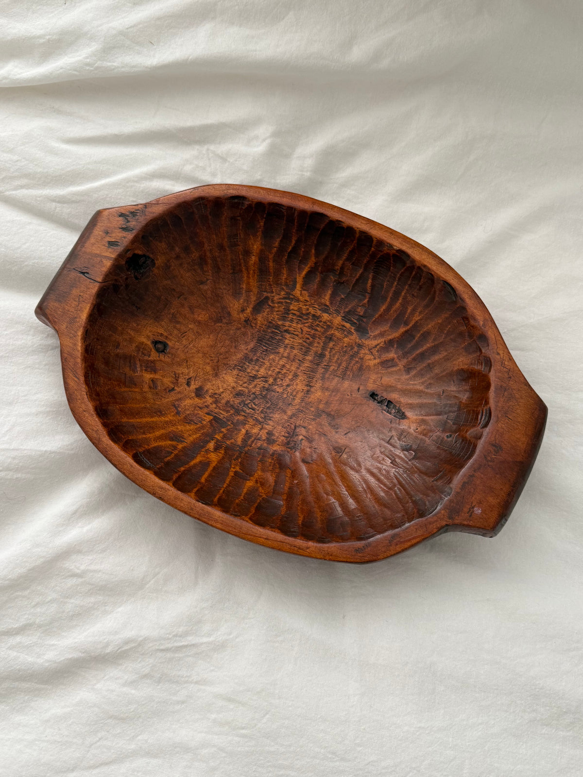 Vintage Hand Carved Rustic Wooden Bowl