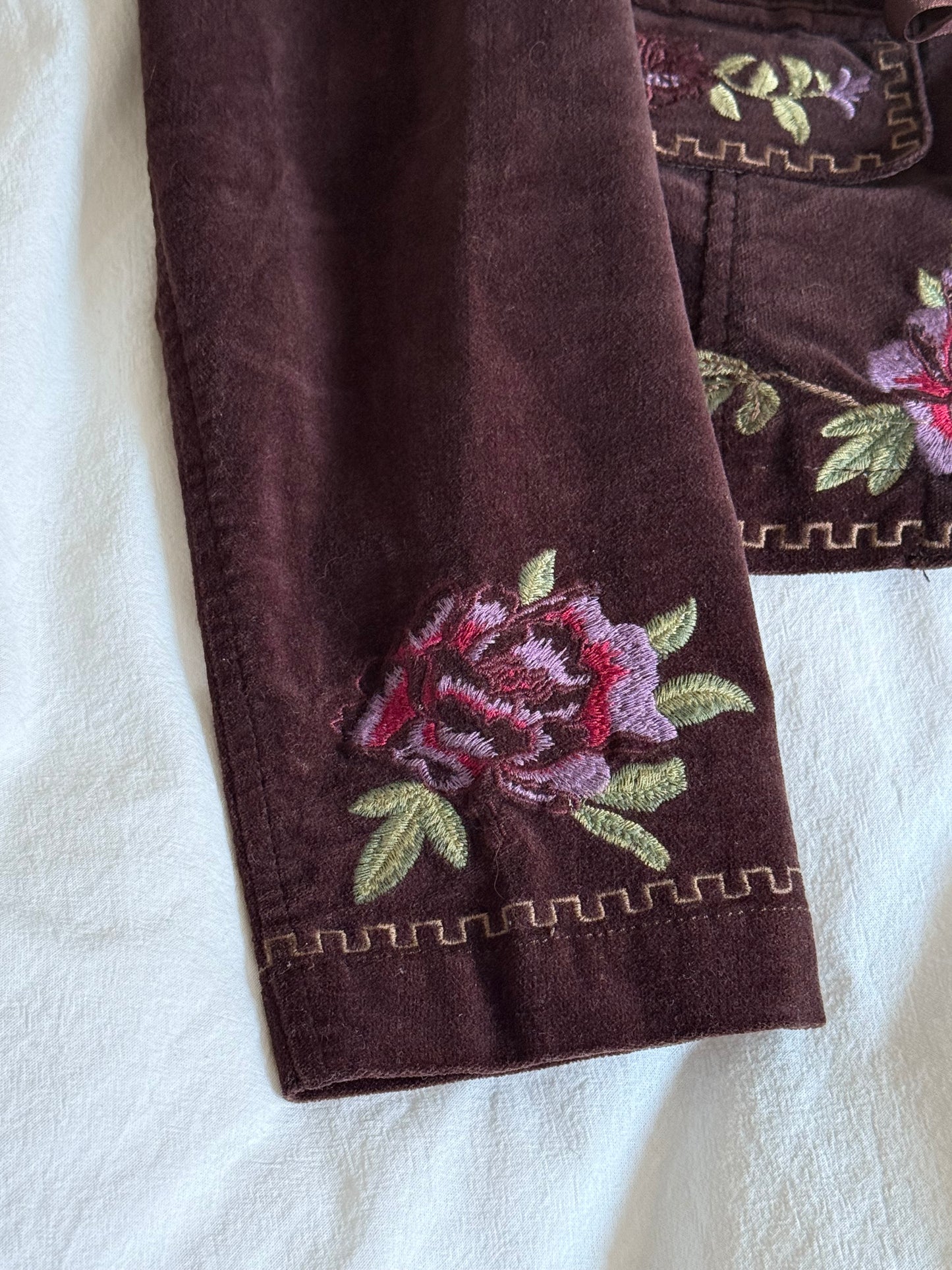 Diane Von Furstenberg Embroidered Velvet Tie Front Blazer