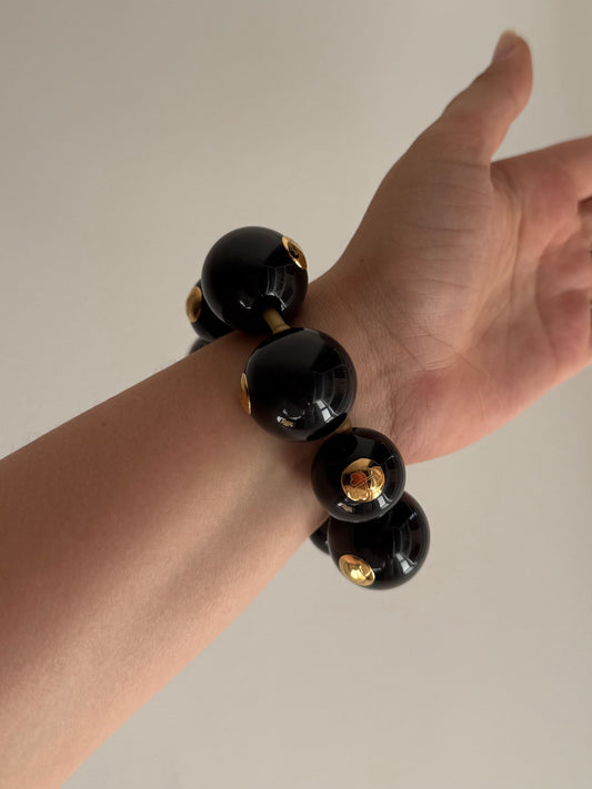 Vintage Tsumori Chisato Black Beaded Bracelet Watch