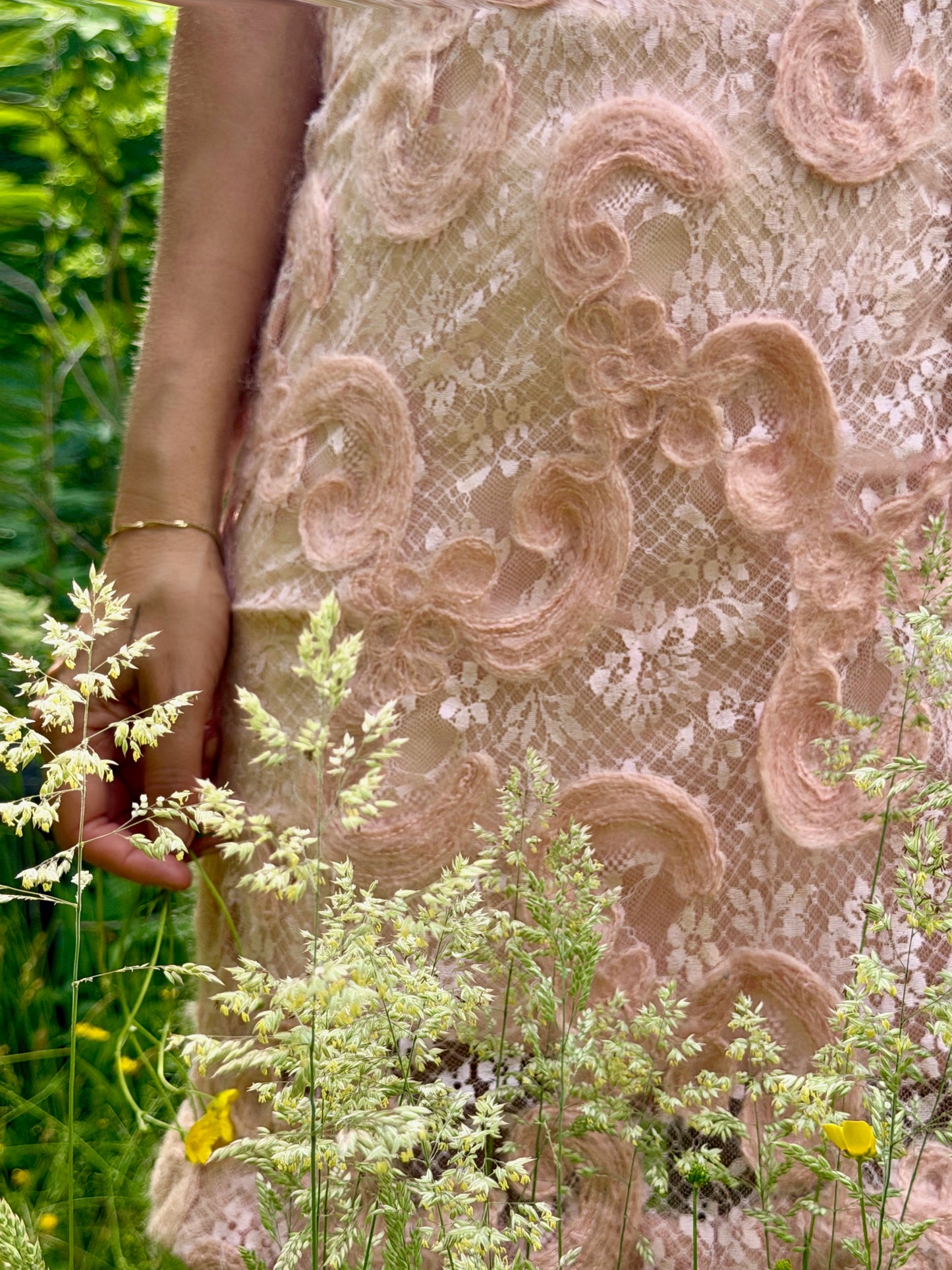 Vintage Blush 3D Floral Slip Dress