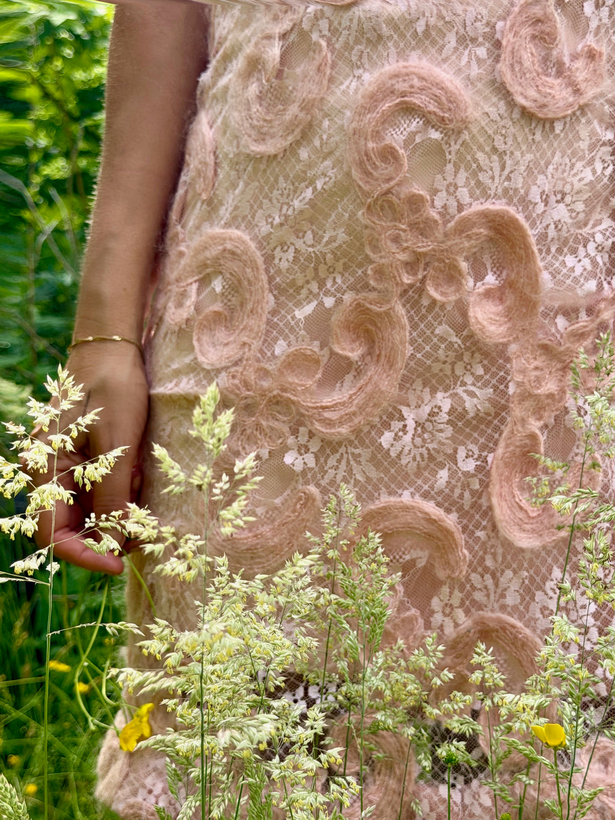 Vintage Blush 3D Floral Slip Dress