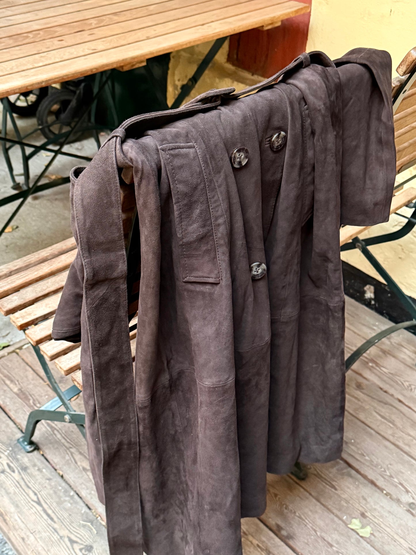 Donna Karan Suede Trenchcoat in Brown