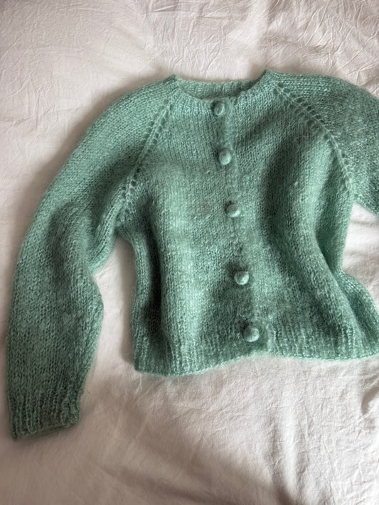 Vintage Hand-knitted Cropped Mohair Blend Cardigan