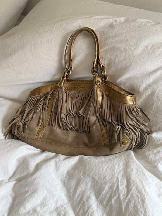 Rare 2000s Vintage Hogan Suede Bag with Fringe Detail