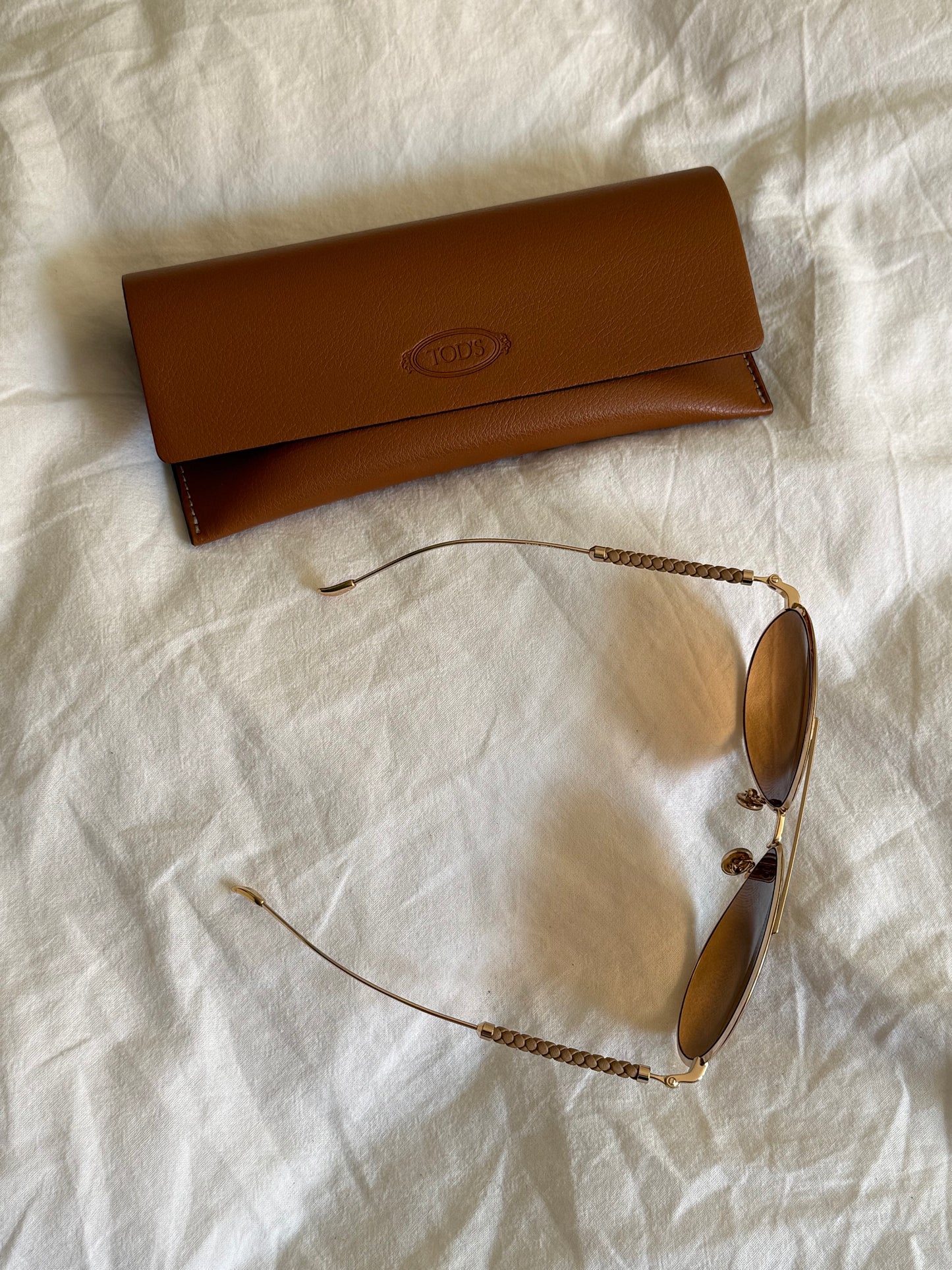 Tod’s Teardrop Sunglasses with Temples in Leather