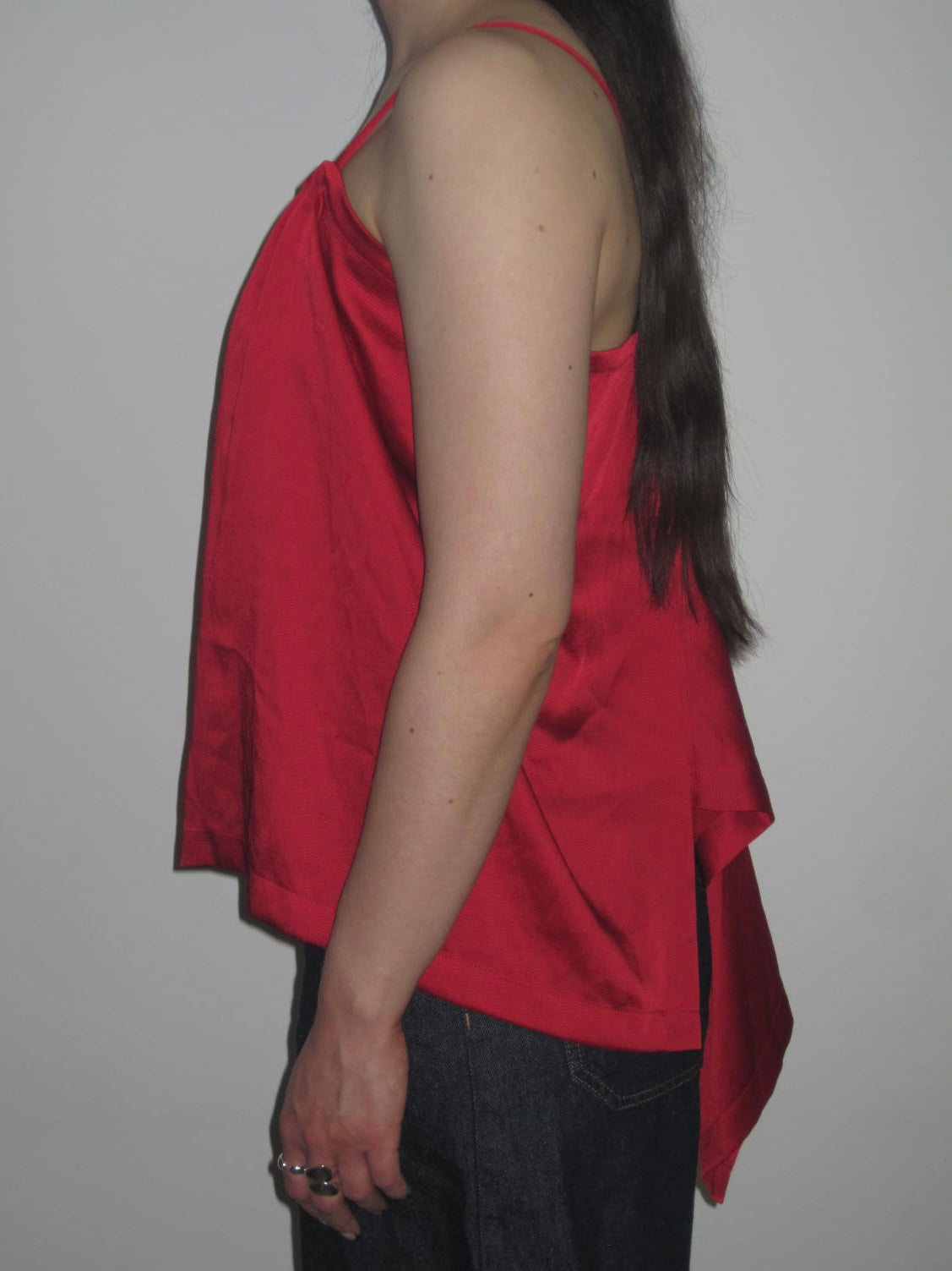 Y-3 Yohji Yamamoto Red Draped Open Back Top