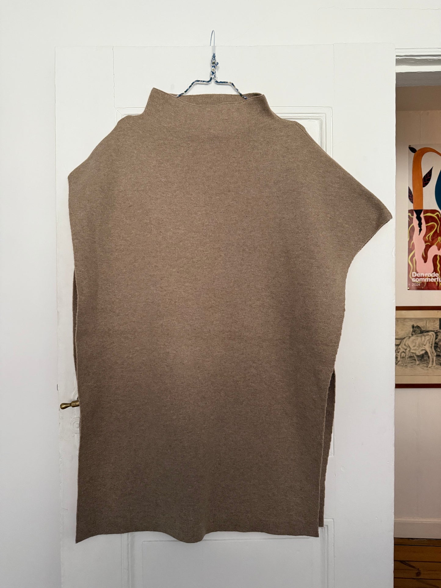 Donna Karan Asymmetrical High-Neck Knitted Poncho