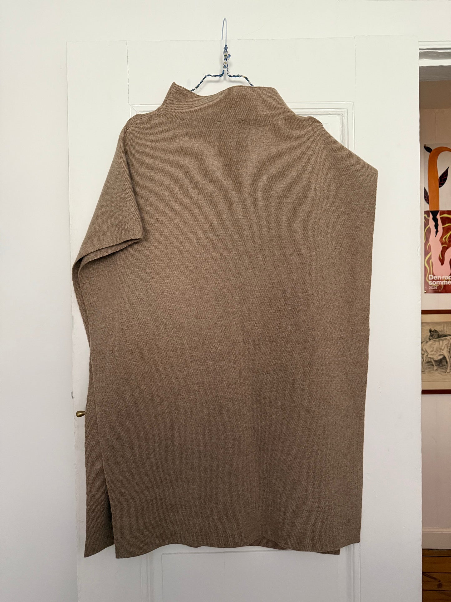 Donna Karan Asymmetrical High-Neck Knitted Poncho