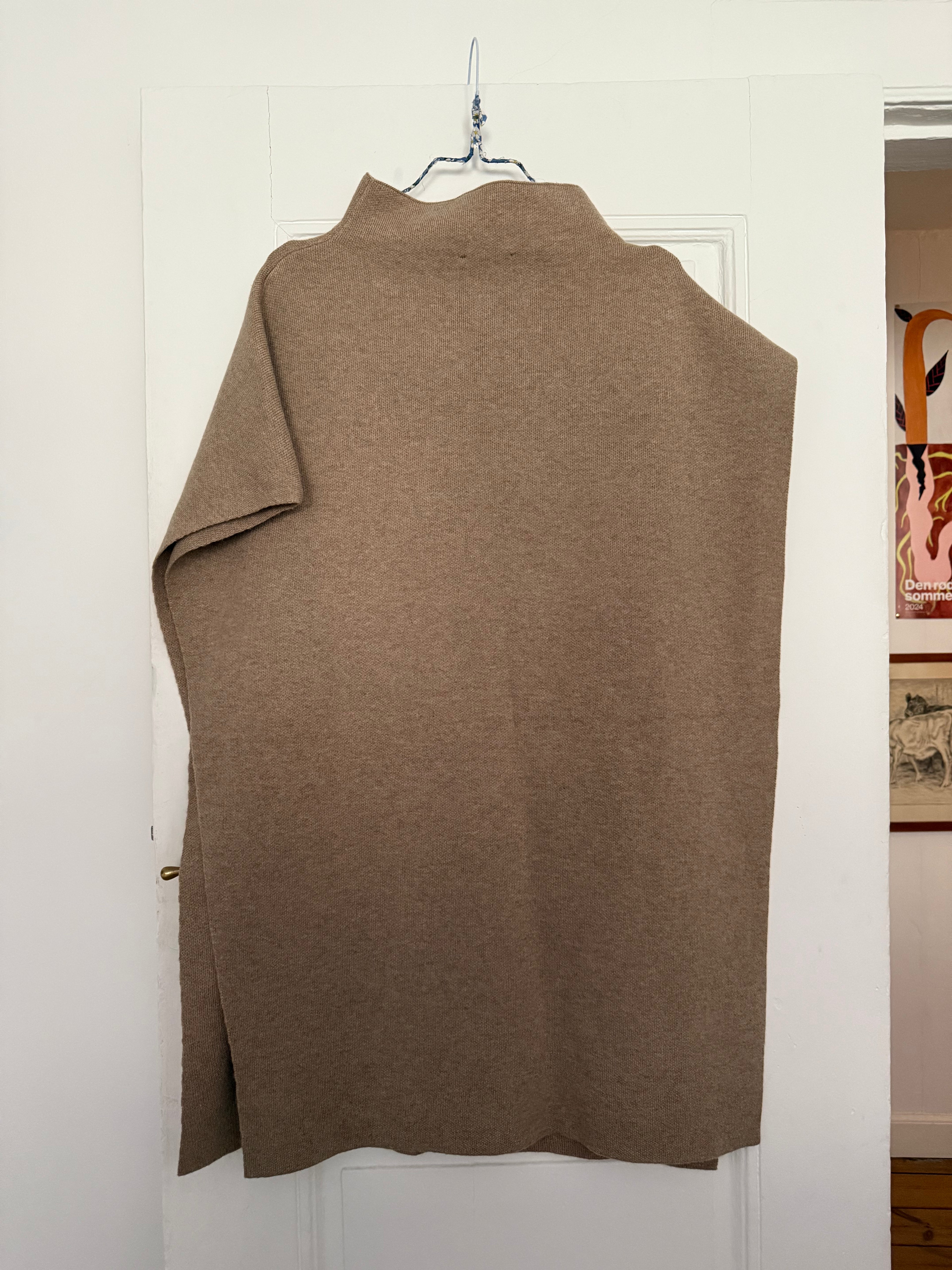 Donna Karan Asymmetrical High-Neck Knitted Poncho