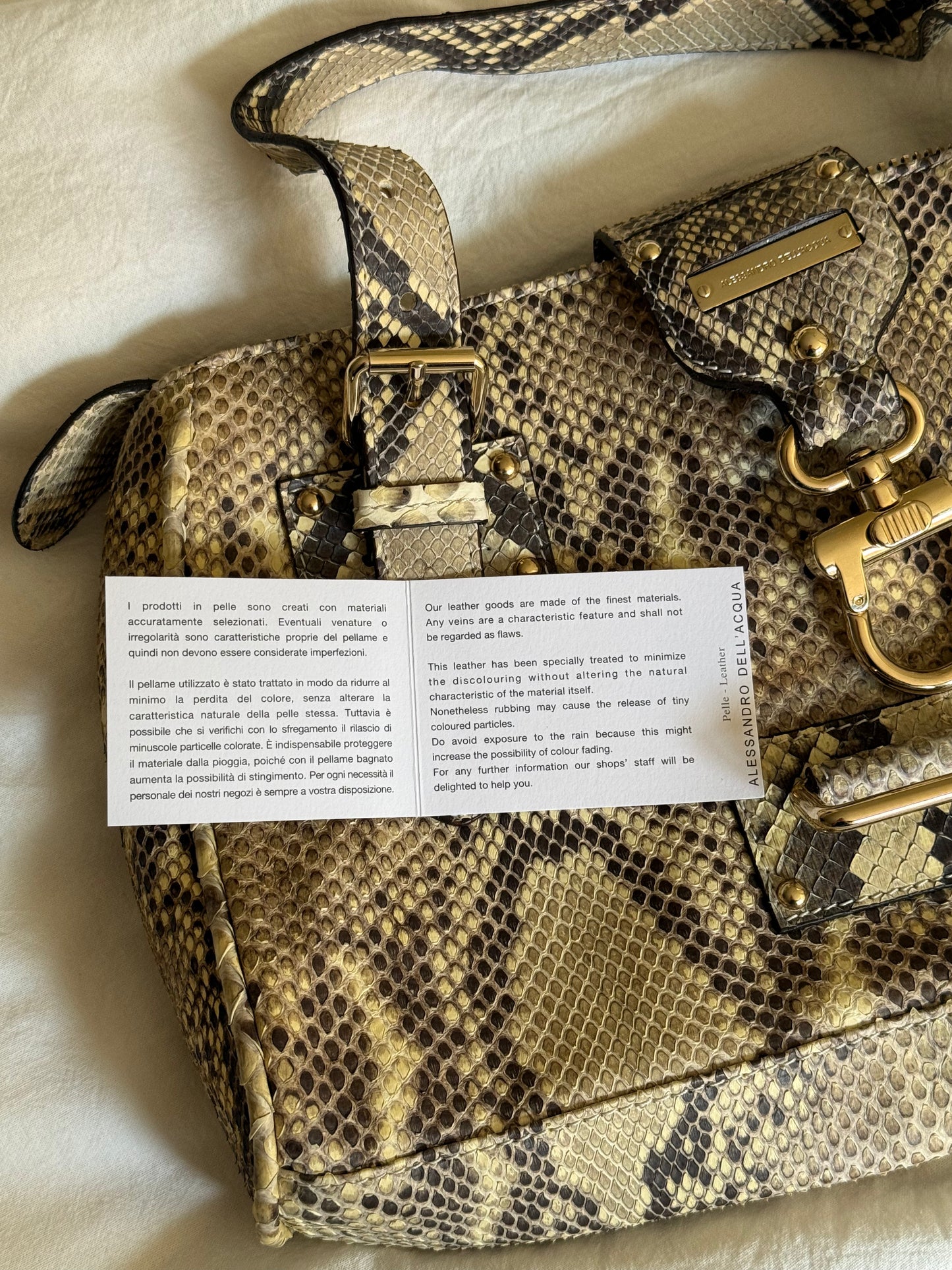 Vintage 00s Alessandro Dell’Acqua Python Leather Handbag