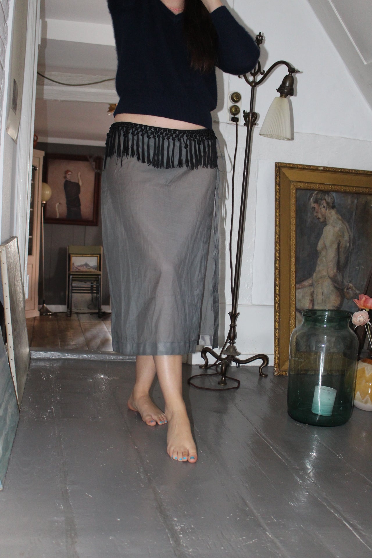 SAKSPOTTS See-through Sarong With Drapes