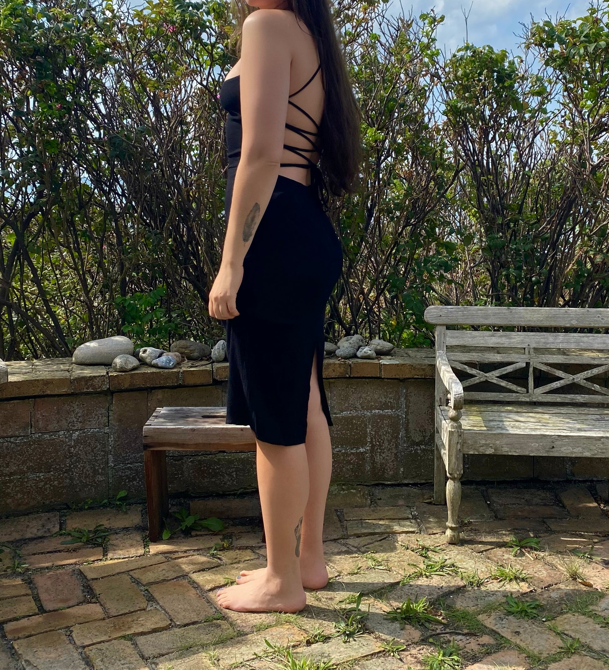 reformation black backless dress Vivien Knit Dress