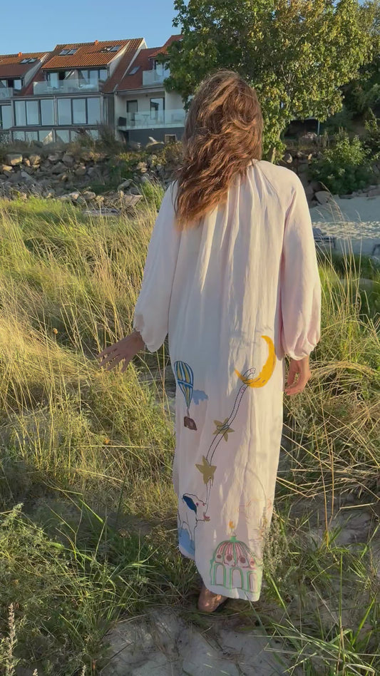 Helmstedt Pink Embroidered Linen-Blend Maxi Dress