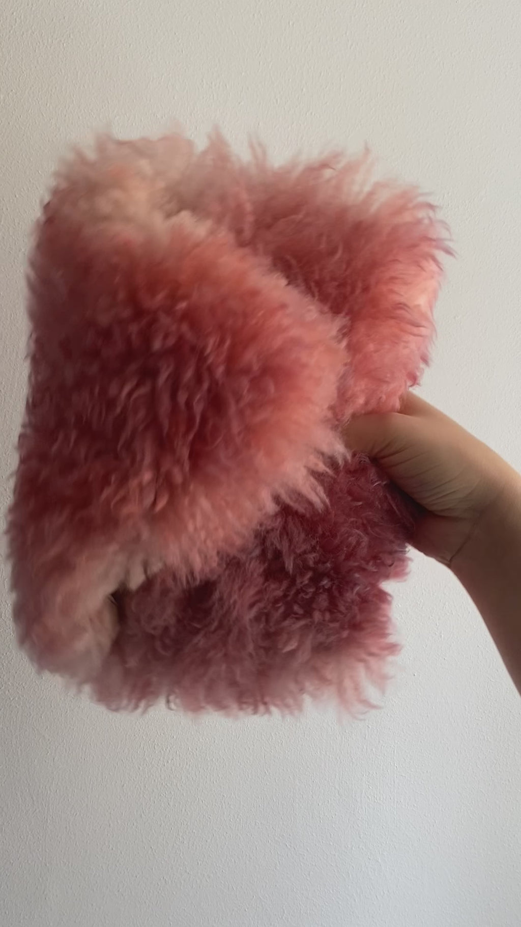 Fluffy Pink Clutch Made From Shearling