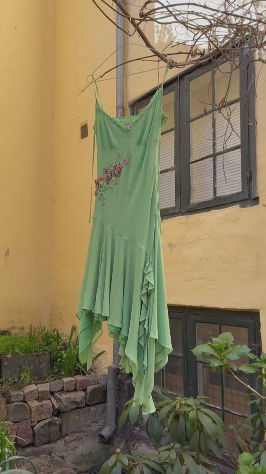 Vintage Karen Millen Fairy Dress with Embroidered Butterfly, Flowers and Dragonfly